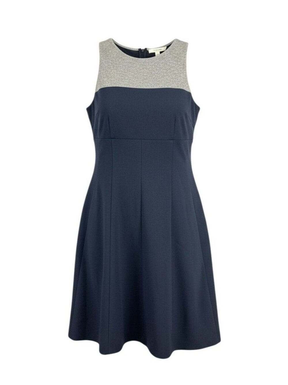 Ann Taylor LOFT Two-Tone Sleeveless A-Line Dress Navy & Gray Size 10 Back Zipper